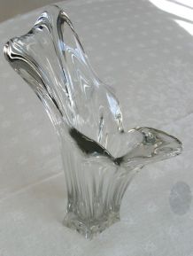 Vintage : vase design en cristal, années 70