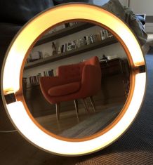 Miroir rond Allibert rétro éclairé années 70 61 cm