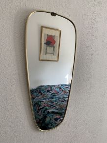 Miroir vintage 1960 rétroviseur asymétrique - 67 x 32 cm
