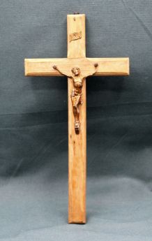 Crucifix ancien en poirier et régule - Fin XIXème