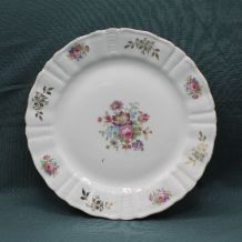 Assiette en porcelaine de Limoges - Décor floral - Année 40