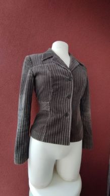 Blazer ceintré kaki vintage Armand Ventilo en velours 