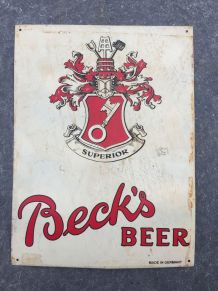 Plaque Beck's beer, plaque en tôle