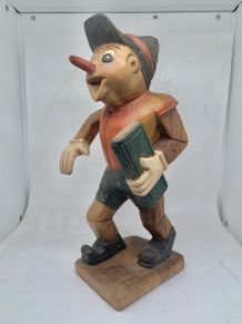 Joli Pinocchio vintage en bois artisanal