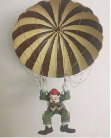 Jouet original ancien "Clown et son Parachute"
