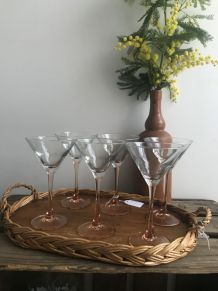 6 verres à cocktail pieds roses