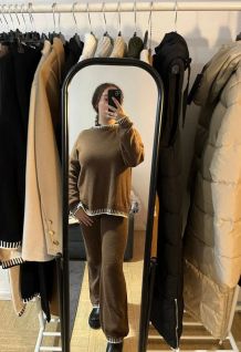 Ensemble pantalon en maille chocolat