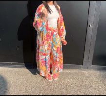 Ensemble pantalon + kimono satinées