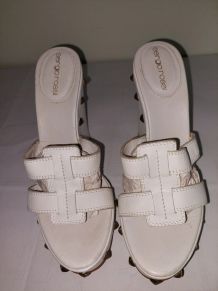 Sergio ROSSI sexy sandales blanches compensées cuir (p 37,5)