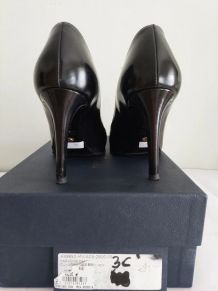 3C* Sergio ROSSI - escarpins noirs luxe tout cuir (37,5)