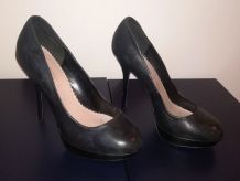 30A* New LOOK - escarpins noirs cuir high heels (40)