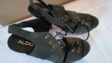 892A* ALDO sexy sandales kaki cuir high heels (41)
