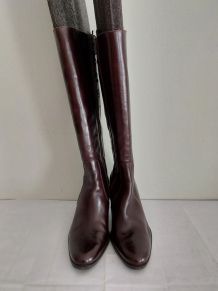 225C* très jolies bottes brunes en cuir (37)