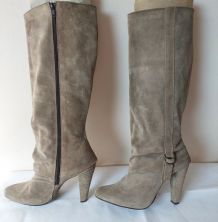 948B* MANO jolies bottes hautes taupe cuir (39)