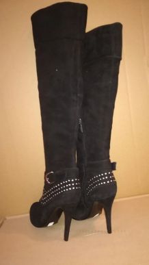 40B* Varese - sexy bottes ou cuissardes noires CUIR (37)