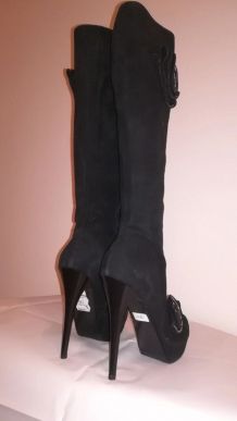 79A* Quasi Mode - sexy bottes luxe noires tout cuir+diams (3