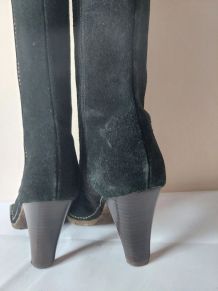 773B* SACHA jolies bottes noires daim (41)