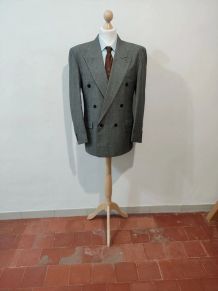 Génial costume croisé gris chiné en laine