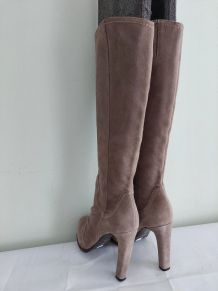 51C* BATA sexy bottes high heels taupe cuir (38)