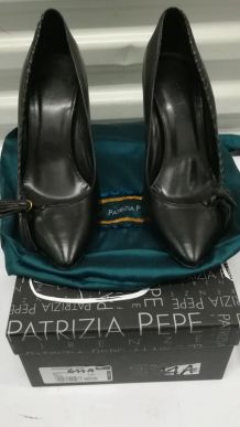 611A* Patrizia Pepe - sexy escarpins noirs full cuir (39)