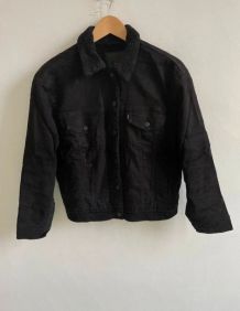 Blouson/Varsity Jacket en Cuir/Laine Vintage 80’ Noir - Pièc