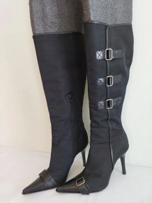 superbes bottes noires cuir Casadei (37)