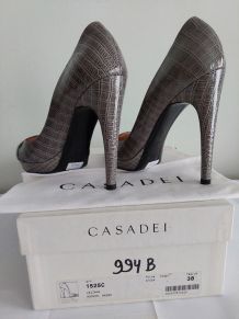 Casadei - superbes escarpins de luxe gris full cuir (p38)