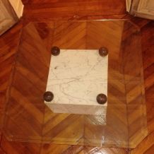 Table basse marbre et verre design Italie 1980  
