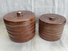 Duo d'anciens pots en grès vernis 