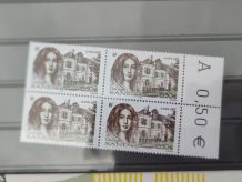 Bloc De 4 Timbres George Sand 2004 Yt 3645 sans la couleur