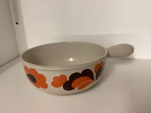 Poêlon Le Creuset orange à fleurs ,vintage 70 s