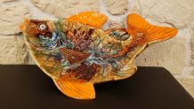 Superbe grand plat Vallauris forme poisson