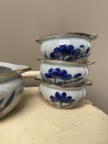 Lot de 3 bols + 1 grand pot vintage en céramique