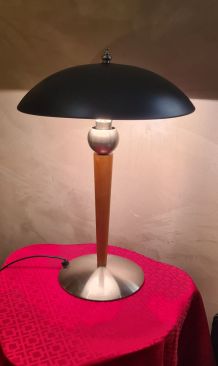 lampe de bureau paquebot noir mat  bois et metal 49x32 elec 