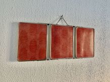 Miroir vintage 1950 triptyque barbier biseauté grenadine - 2