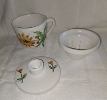 Tasse à infuser tisanière céramique complète fleurs vintage