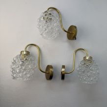 LOT 3 ANCIENNE APPLIQUES EN VERRE BULLE 