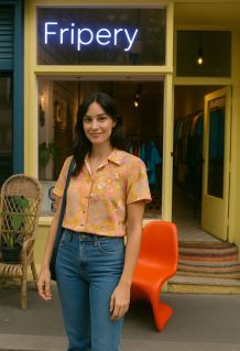 Chemise vintage style peace and love années 70 