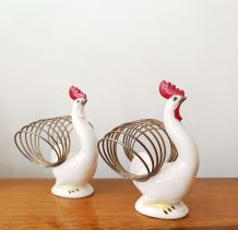 Porte cartes coq en céramique vintage 1960 
