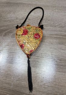 Poudrier ancien Art Déco en bakélite – vers 1920/30 – motif 