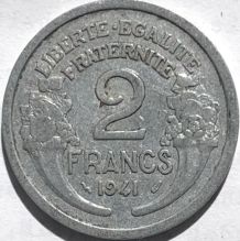 1941 WWII 2 Franc Piece