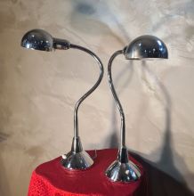  paire lampe  de bureau chrome 1970 grand format tres bon et