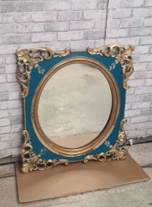Miroir en bois sculpté doré style Louis XV   h74x64 jolie mi