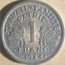 1944 WWII 1 Franc Piece