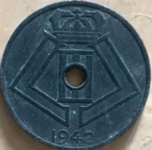 1942 WWII 5 Centimes Piece Belge