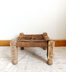 Tabouret indien ancien à cordages 