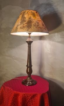 lampe acier peint ecaille de tortue 1930 abat jour  parchemi
