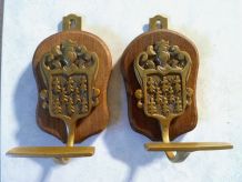 duo de patères  en laiton, vintage