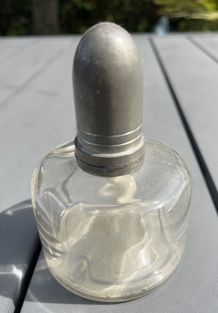 Vintage français : lampe à alcool en verre avec bouchon en é