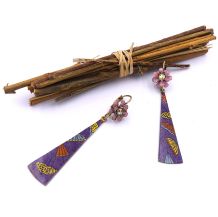 Boucles d'oreilles pendentif customisé et verni, émail